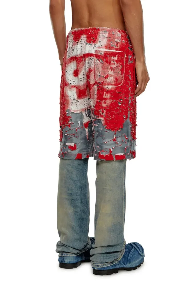 p-eel Logo shorts in destroyed jersey p-eel Logo shorts in destroyed jersey