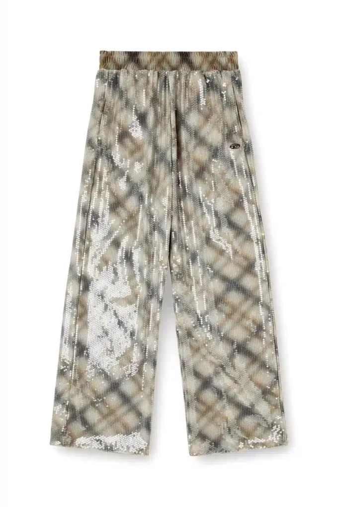 p-erqueen Sequined pants in with plaid design p-erqueen Sequined pants in with plaid design