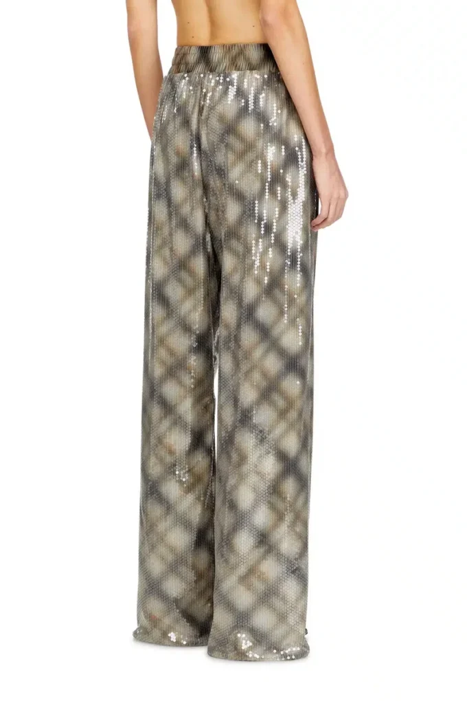 p-erqueen Sequined pants in with plaid design p-erqueen Sequined pants in with plaid design