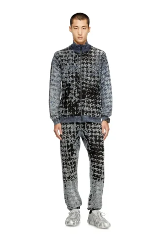 p-labis Elasticated pants in devoré houndstooth