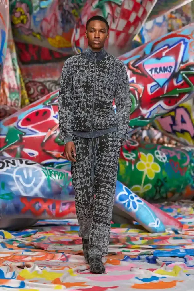 s-corr Devoré houndstooth zip-up top