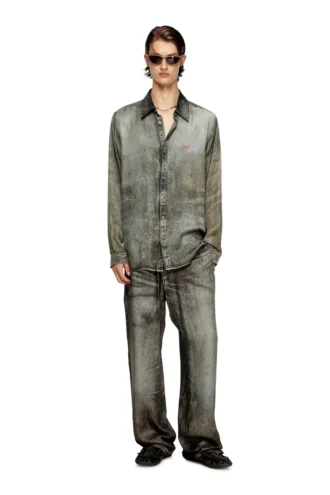 p-theck-lkct Elasticated pants in denim-look viscose