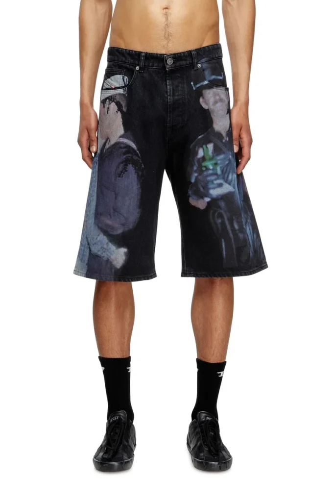 pr-d-rixford-s Denim shorts with multicolour print pr-d-rixford-s Denim shorts with multicolour print