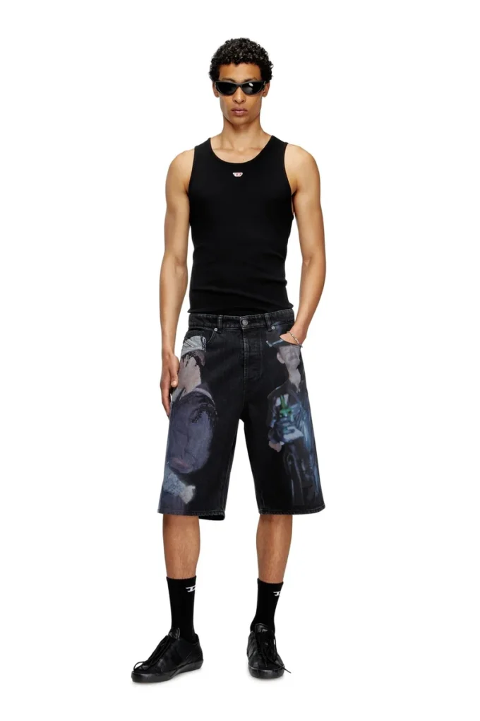 pr-d-rixford-s Denim shorts with multicolour print pr-d-rixford-s Denim shorts with multicolour print