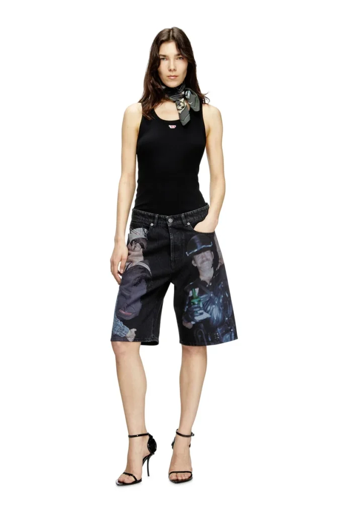 pr-d-rixford-s Denim shorts with multicolour print pr-d-rixford-s Denim shorts with multicolour print
