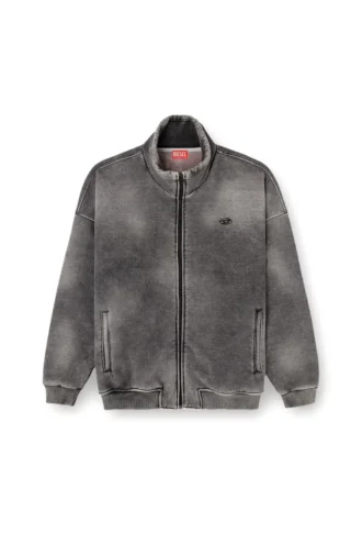 s-batel-v1 Teddy-lined zip jacket with denim effect
