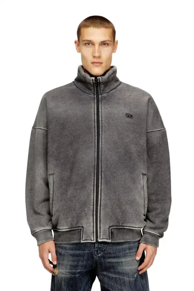 s-batel-v1 Teddy-lined zip jacket with denim effect s-batel-v1 Teddy-lined zip jacket with denim effect