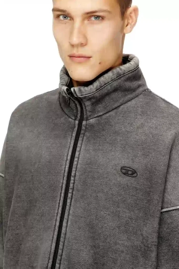 s-batel-v1 Teddy-lined zip jacket with denim effect s-batel-v1 Teddy-lined zip jacket with denim effect