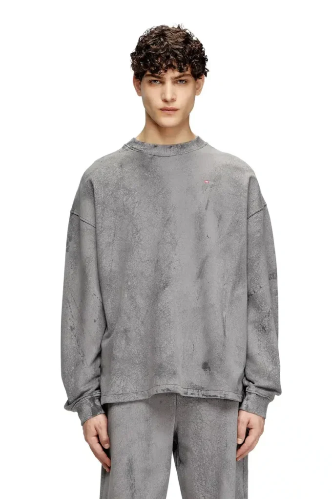 s-baxt-t1 Cracked-effect sweatshirt with micro logo s-baxt-t1 Cracked-effect sweatshirt with micro logo