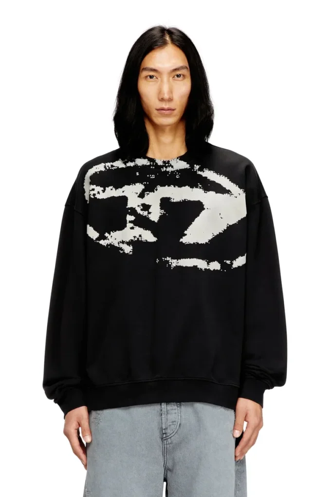 s-boxt-n5 Sweatshirt with distressed flocked logo s-boxt-n5 Sweatshirt with distressed flocked logo