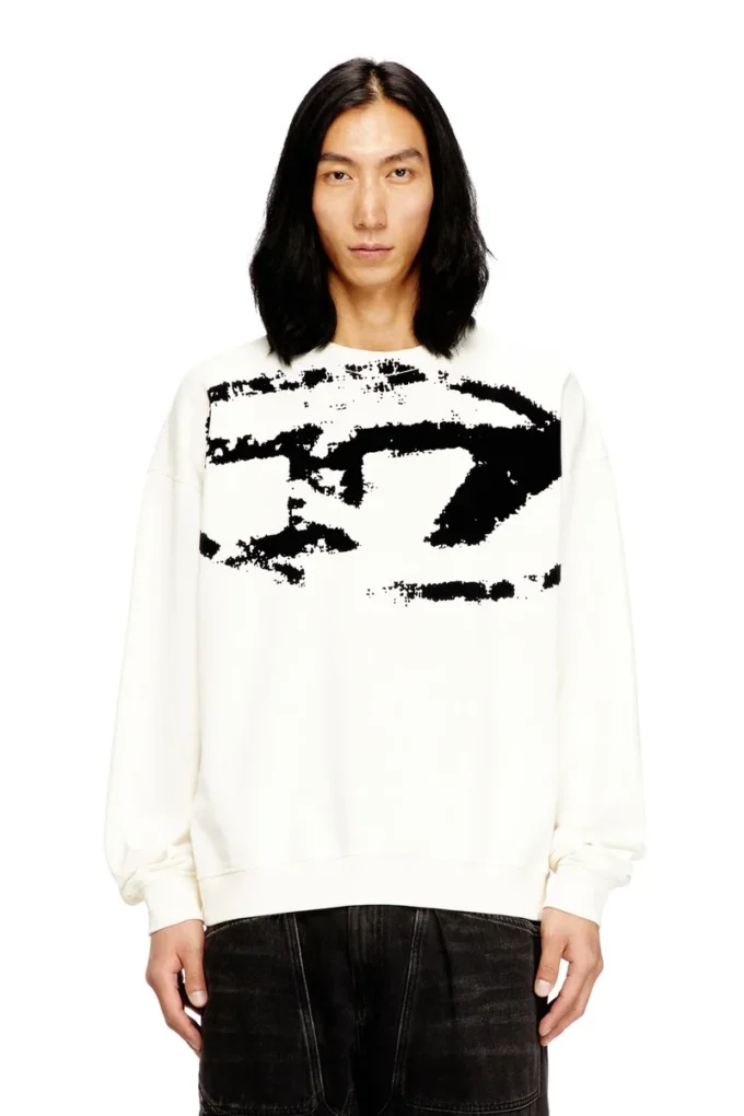 s-boxt-n5 Sweatshirt with distressed flocked logo s-boxt-n5 Sweatshirt with distressed flocked logo
