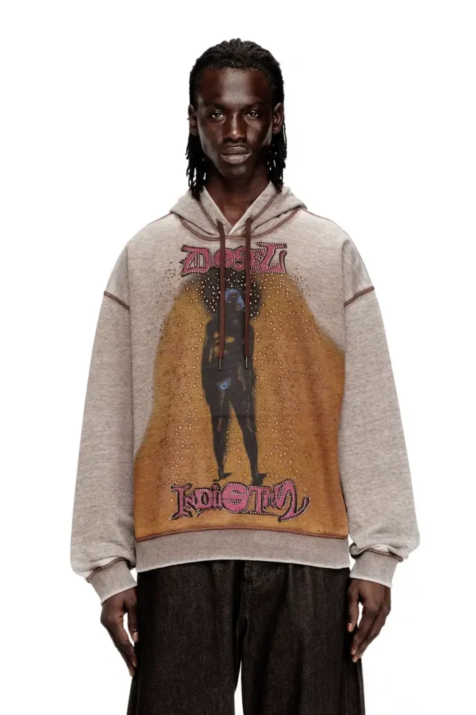 s-boxton-hood Hoodie with print and studs s-boxton-hood Hoodie with print and studs