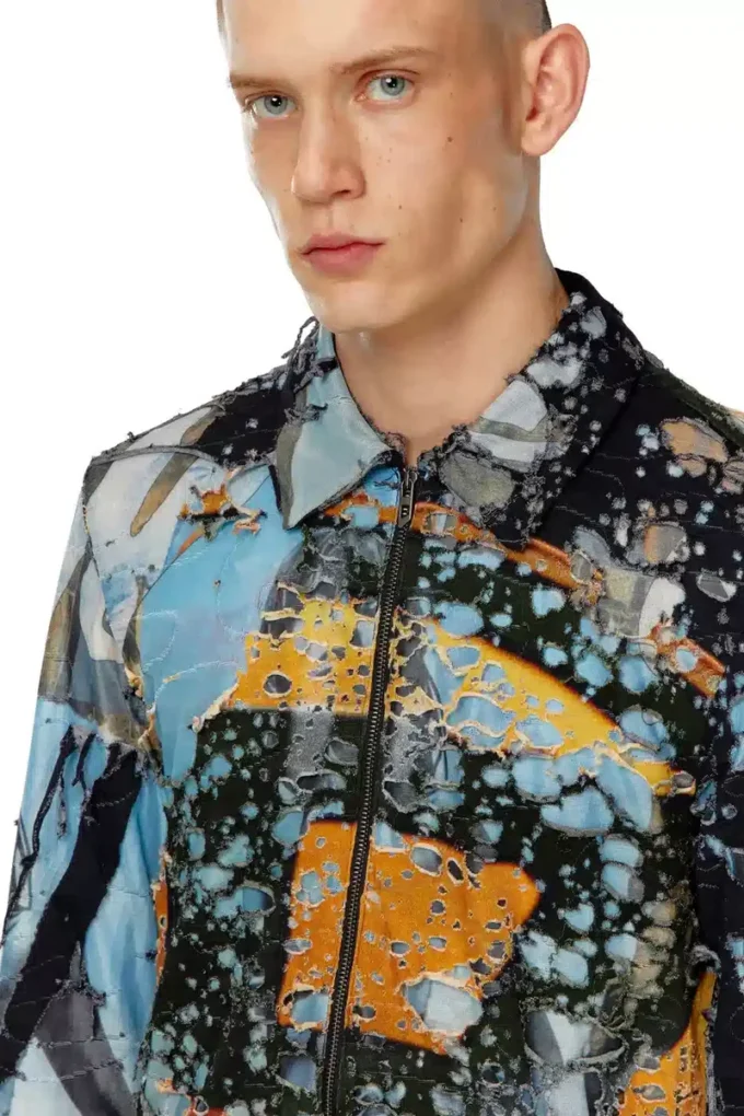 s-corn-peel Destroyed shirt with cinema prints