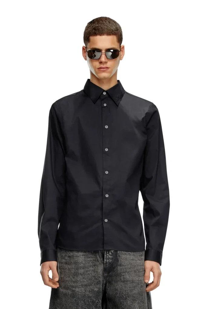 s-fitty-a Formal shirt with logo-embroidered collar s-fitty-a Formal shirt with logo-embroidered collar