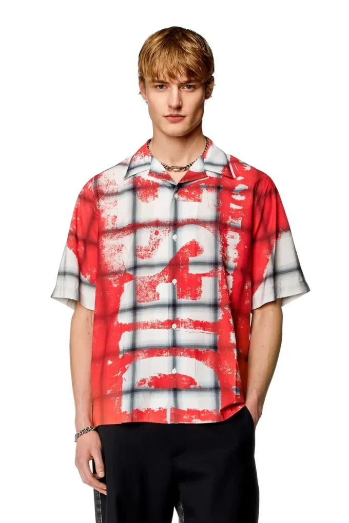 s-nabil Check bowling shirt with fading logo