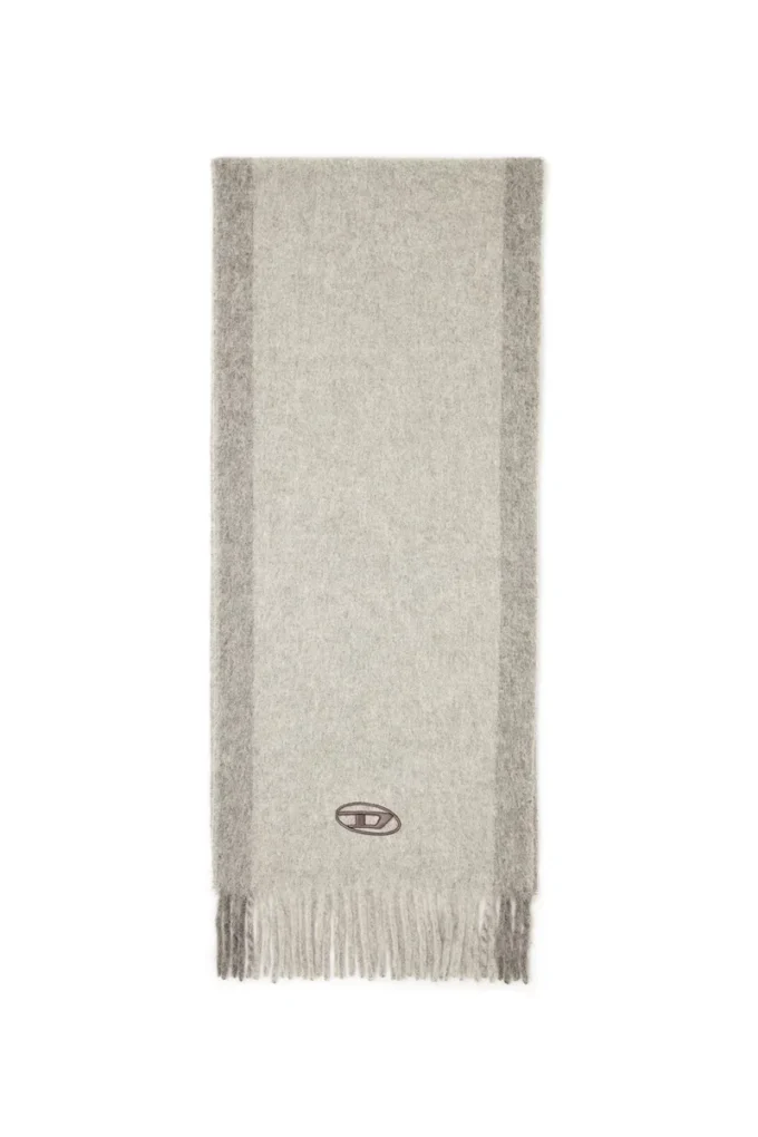 s-olid Wool-blend scarf with contrast stripes