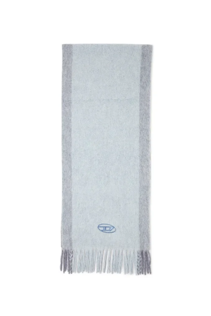 s-olid Wool-blend scarf with contrast stripes
