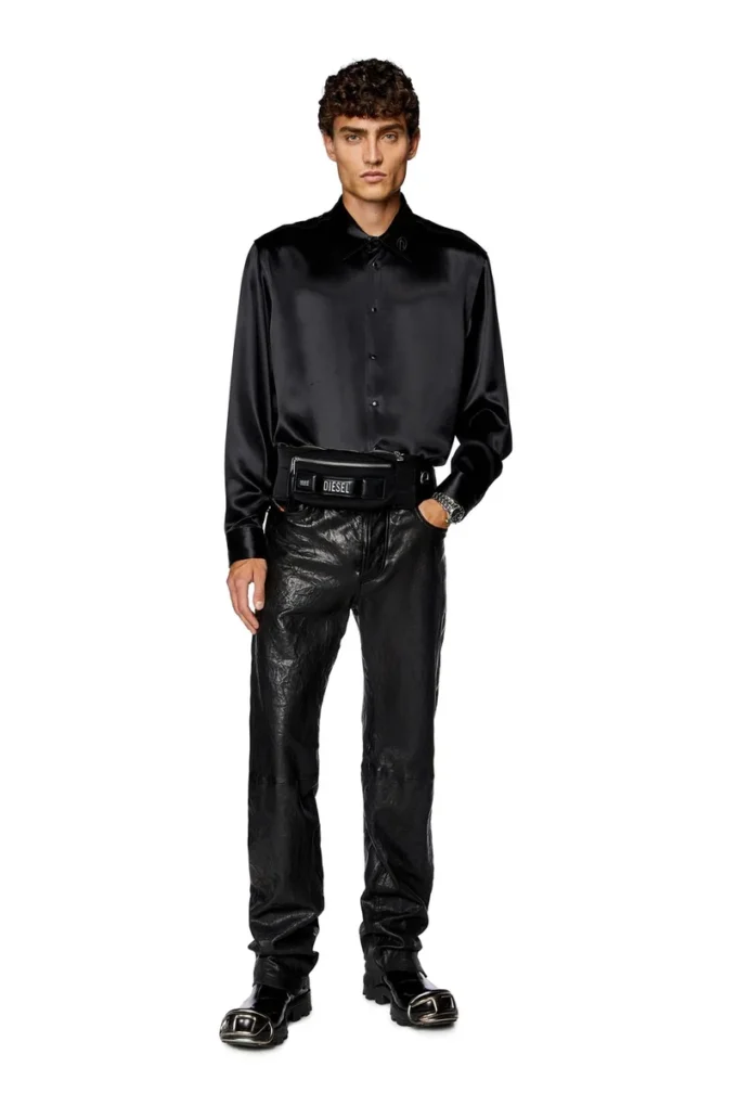 s-ricco Satin shirt with logo-embroidered collar s-ricco Satin shirt with logo-embroidered collar