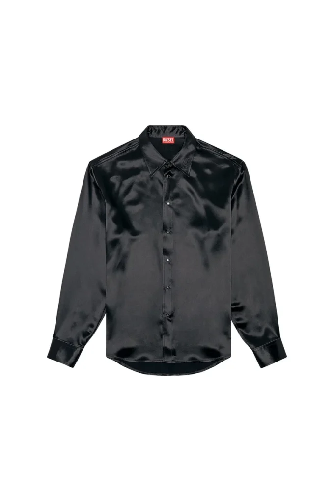 s-ricco Satin shirt with logo-embroidered collar s-ricco Satin shirt with logo-embroidered collar