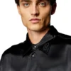 s-ricco Satin shirt with logo-embroidered collar s-ricco Satin shirt with logo-embroidered collar