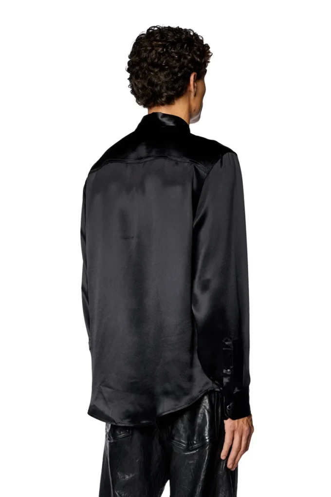 s-ricco Satin shirt with logo-embroidered collar s-ricco Satin shirt with logo-embroidered collar