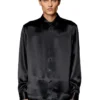 s-ricco Satin shirt with logo-embroidered collar s-ricco Satin shirt with logo-embroidered collar