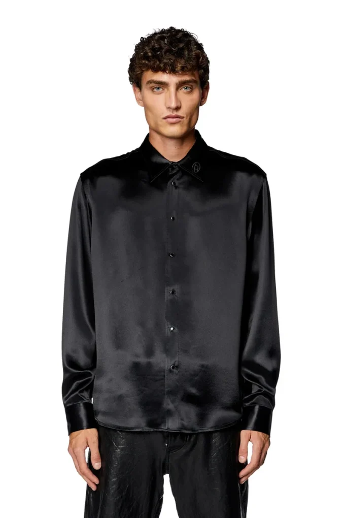 s-ricco Satin shirt with logo-embroidered collar s-ricco Satin shirt with logo-embroidered collar