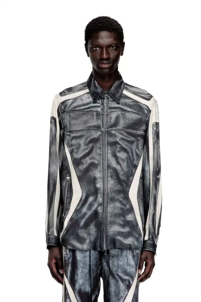 s-simply-bmcz Printed viscose shirt with front zip closure s-simply-bmcz Printed viscose shirt with front zip closure