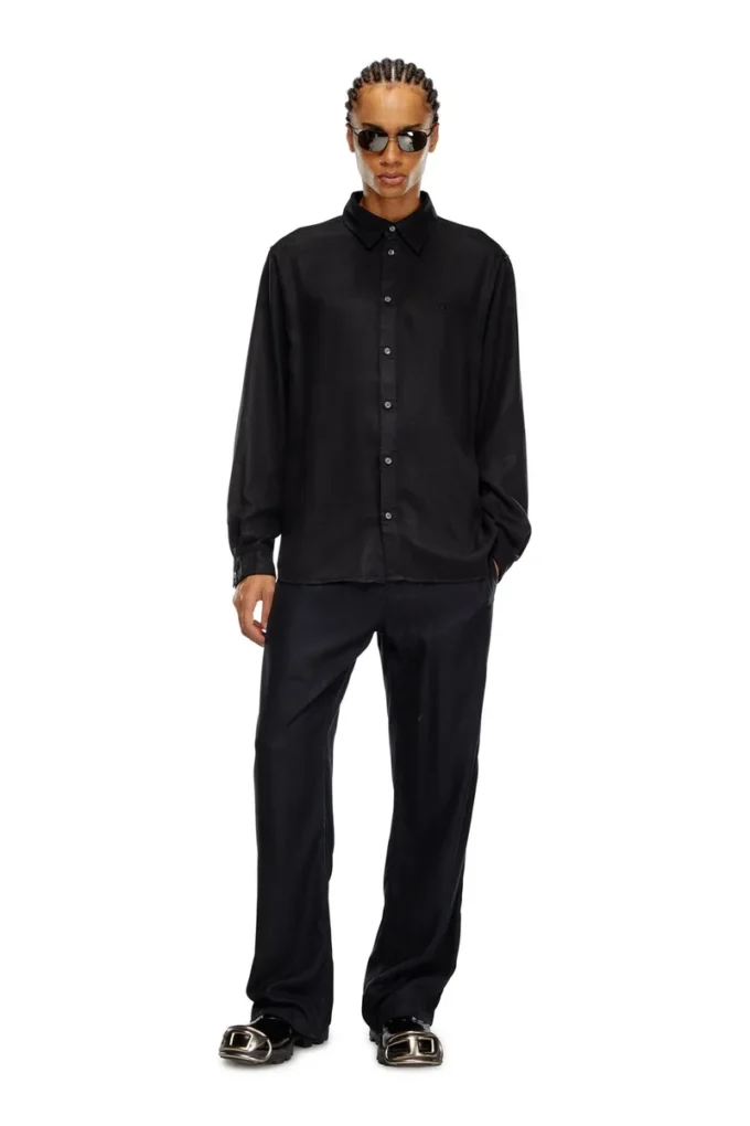 s-simply-c Fluid shirt with logo embroidery s-simply-c Fluid shirt with logo embroidery