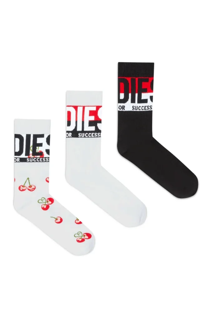 skm-ray-threepack Three-pack of cotton socks with jacquard motifs