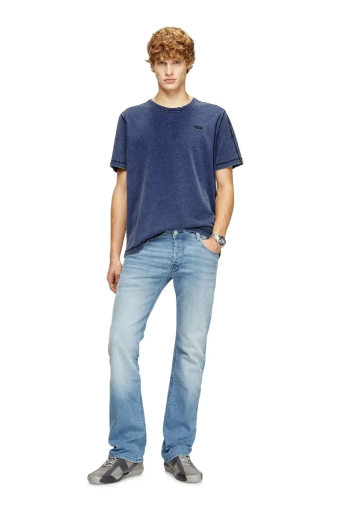 t-adjind-new Distressed T-shirt with denim effect t-adjind-new Distressed T-shirt with denim effect