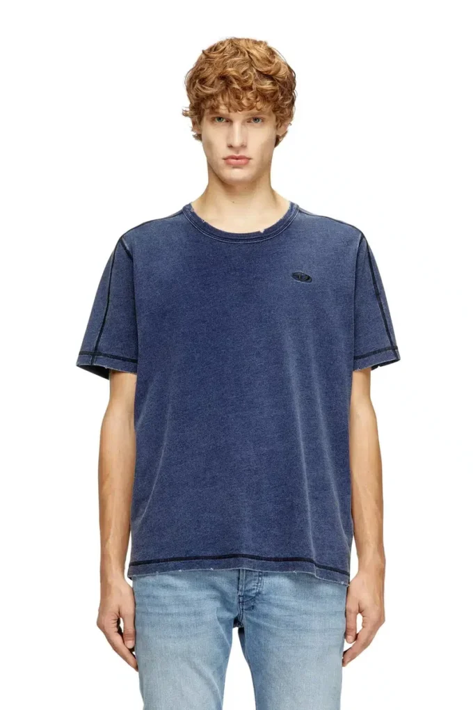 t-adjind-new Distressed T-shirt with denim effect t-adjind-new Distressed T-shirt with denim effect