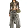 t-afry Tie cardigan with mixed camo prints