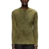 t-ally Henley top in treated wide-rib jersey t-ally Henley top in treated wide-rib jersey
