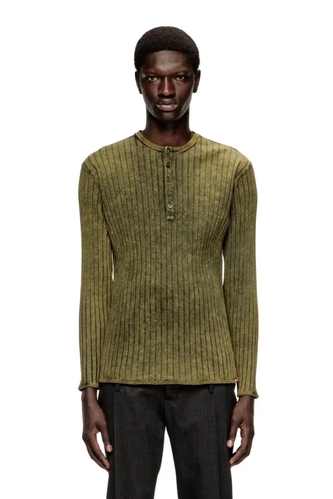 t-ally Henley top in treated wide-rib jersey t-ally Henley top in treated wide-rib jersey