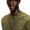 t-ally Henley top in treated wide-rib jersey t-ally Henley top in treated wide-rib jersey