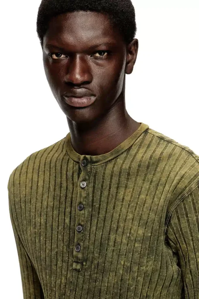 t-ally Henley top in treated wide-rib jersey t-ally Henley top in treated wide-rib jersey