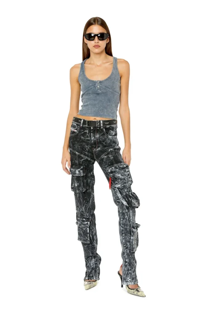 t-aniesse Ribbed racerback top with button opening t-aniesse Ribbed racerback top with button opening