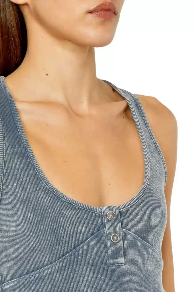 t-aniesse Ribbed racerback top with button opening t-aniesse Ribbed racerback top with button opening