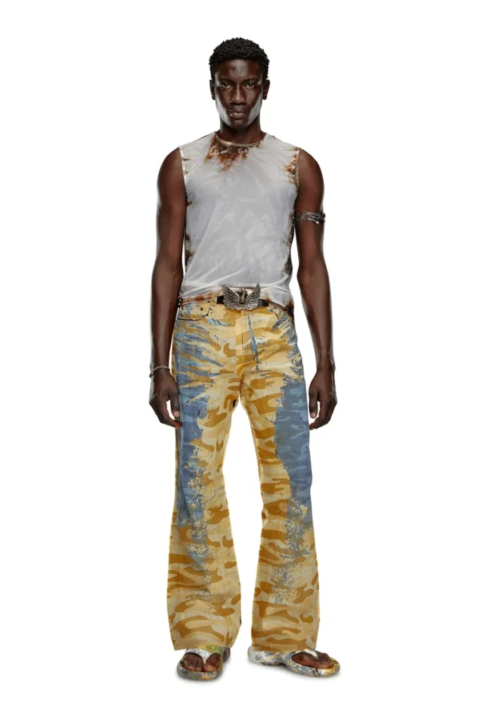 t-bisco-burn-art Tulle top with burning plastic print t-bisco-burn-art Tulle top with burning plastic print