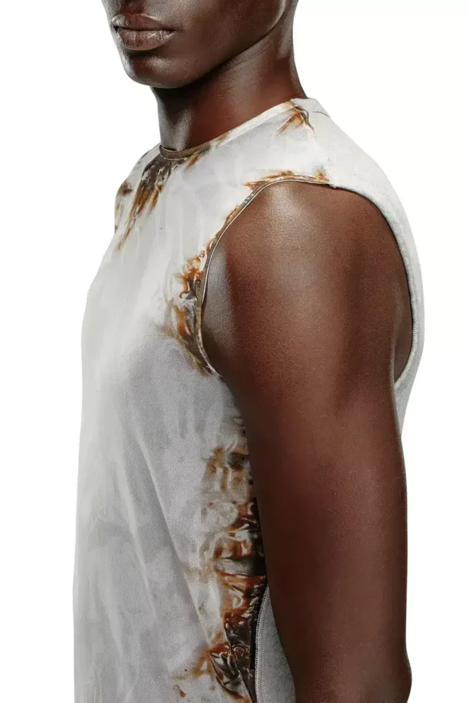 t-bisco-burn-art Tulle top with burning plastic print t-bisco-burn-art Tulle top with burning plastic print