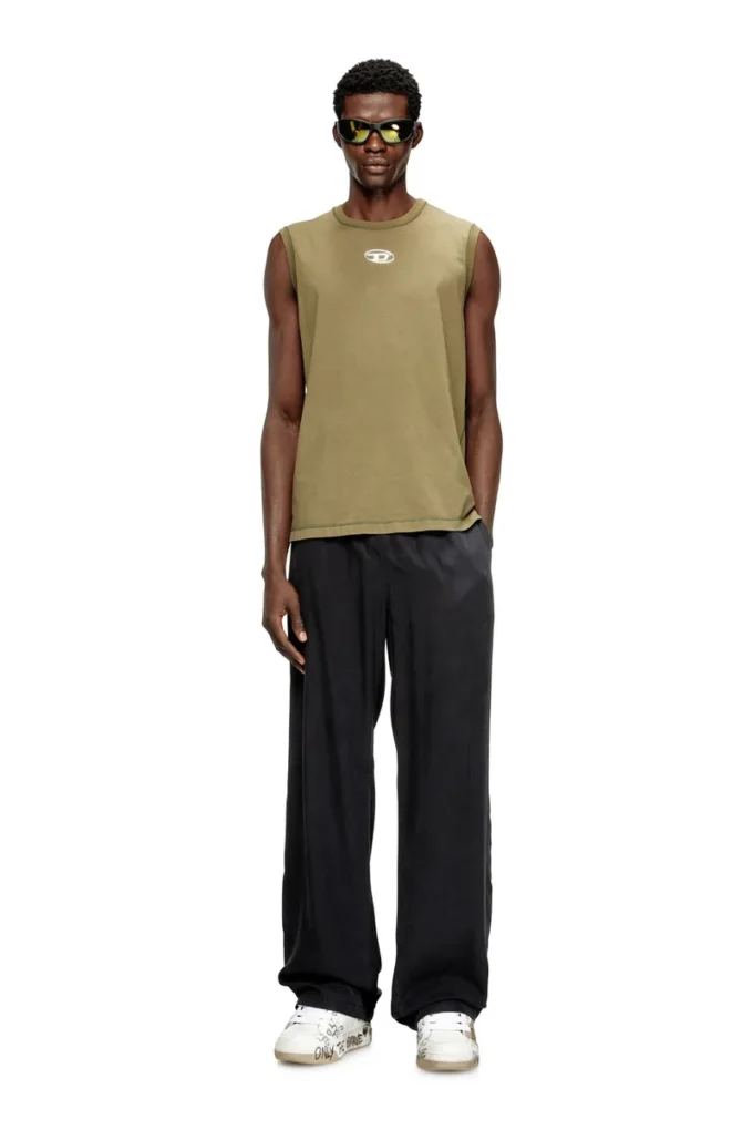 t-bisco-iod Sleeveless cotton top with metallic Oval D t-bisco-iod Sleeveless cotton top with metallic Oval D