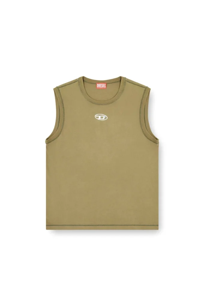 t-bisco-iod Sleeveless cotton top with metallic Oval D t-bisco-iod Sleeveless cotton top with metallic Oval D