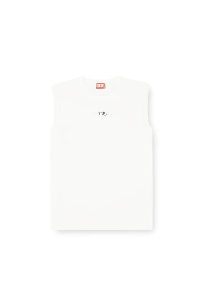 t-bisco-iod Sleeveless cotton top with metallic Oval D t-bisco-iod Sleeveless cotton top with metallic Oval D