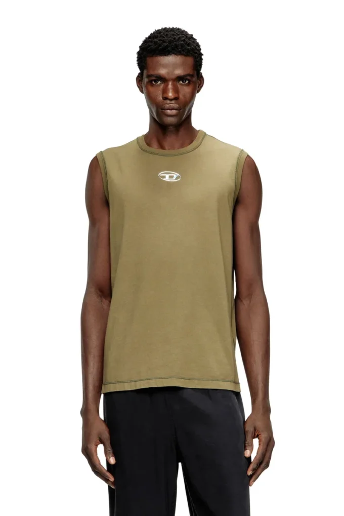 t-bisco-iod Sleeveless cotton top with metallic Oval D t-bisco-iod Sleeveless cotton top with metallic Oval D