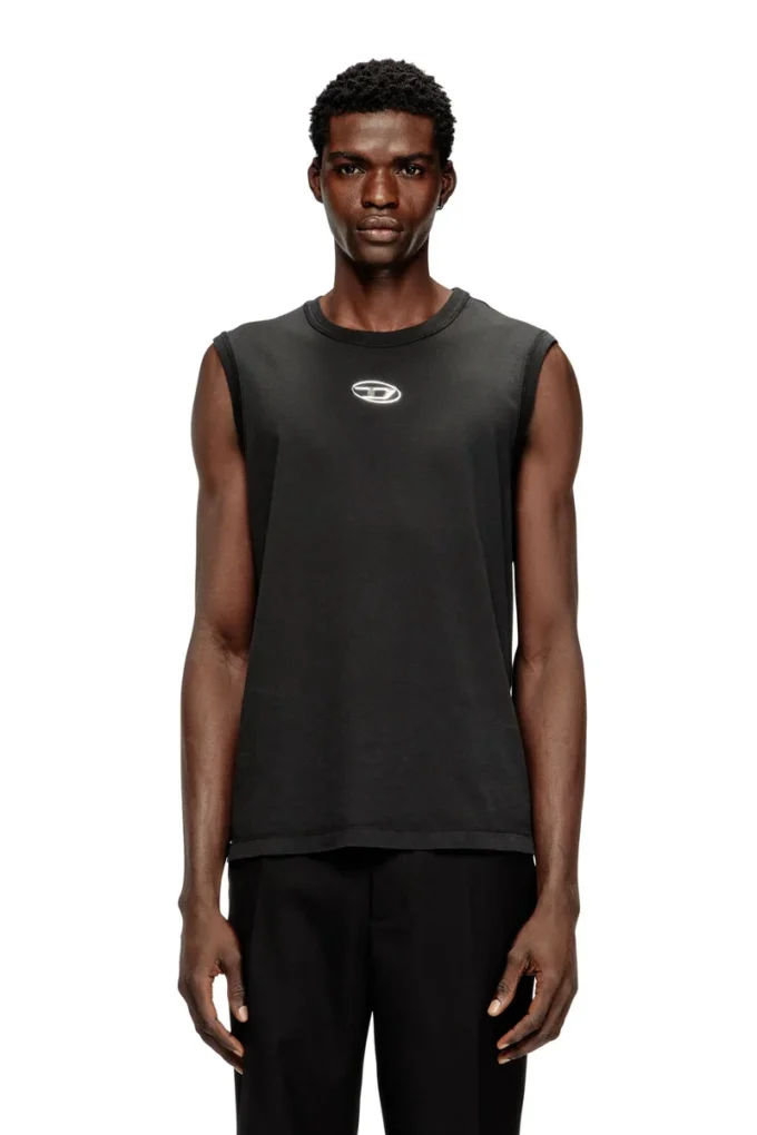 t-bisco-iod Sleeveless cotton top with metallic Oval D t-bisco-iod Sleeveless cotton top with metallic Oval D