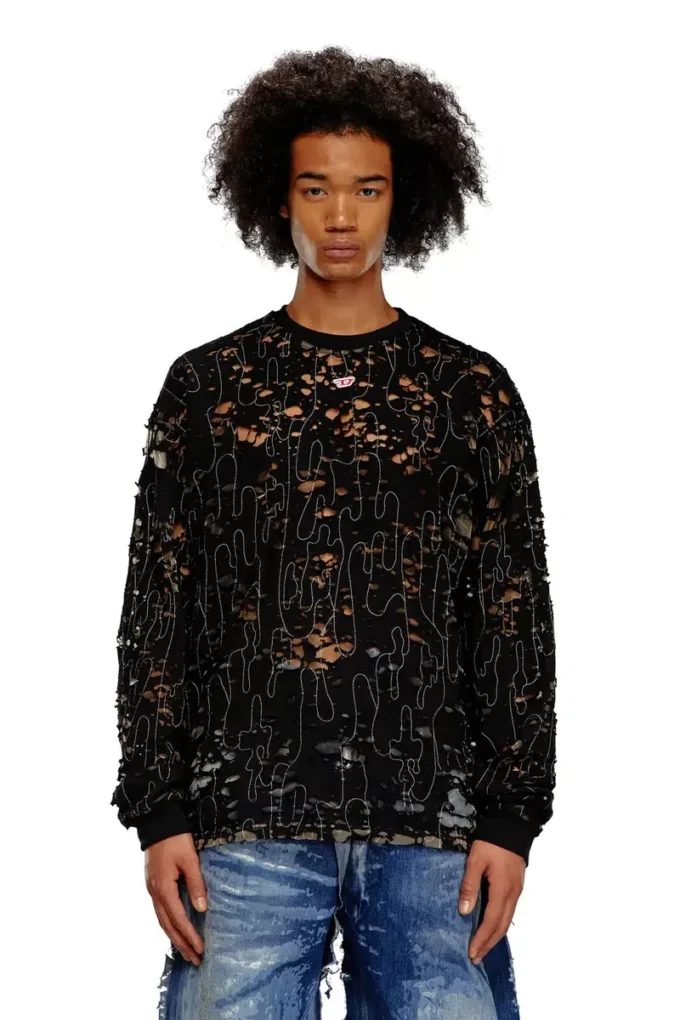 t-boxt-ls-devor Tulle T-shirt with destroyed jersey t-boxt-ls-devor Tulle T-shirt with destroyed jersey