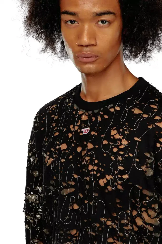 t-boxt-ls-devor Tulle T-shirt with destroyed jersey t-boxt-ls-devor Tulle T-shirt with destroyed jersey