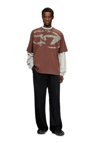 t-boxt-n14 T-shirt with distressed flocked logo t-boxt-n14 T-shirt with distressed flocked logo