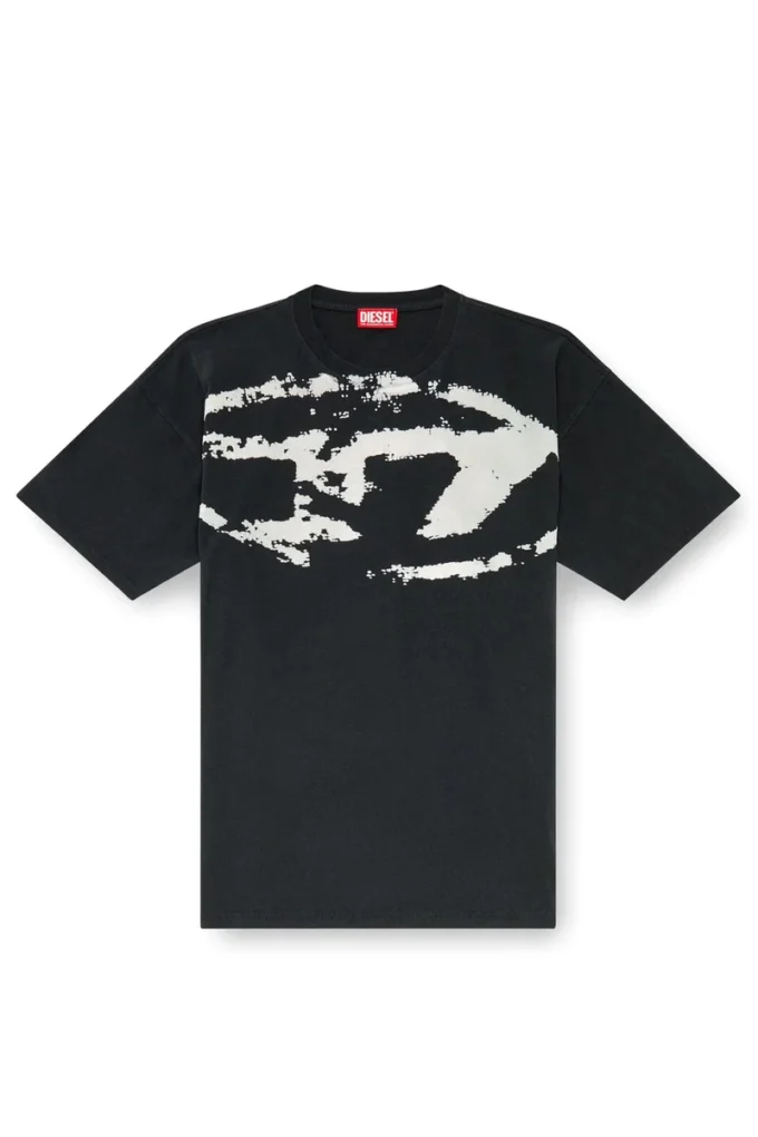 t-boxt-n14 T-shirt with distressed flocked logo t-boxt-n14 T-shirt with distressed flocked logo